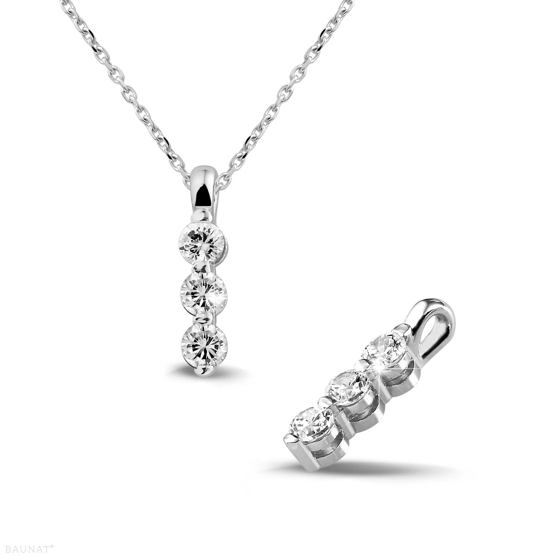 0.50 quilates trilogía colgante diamante en oro blanco 