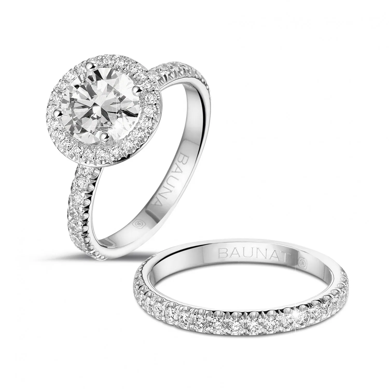 1.50 quilates halo anillo solitario en oro blanco con diamantes redondos 