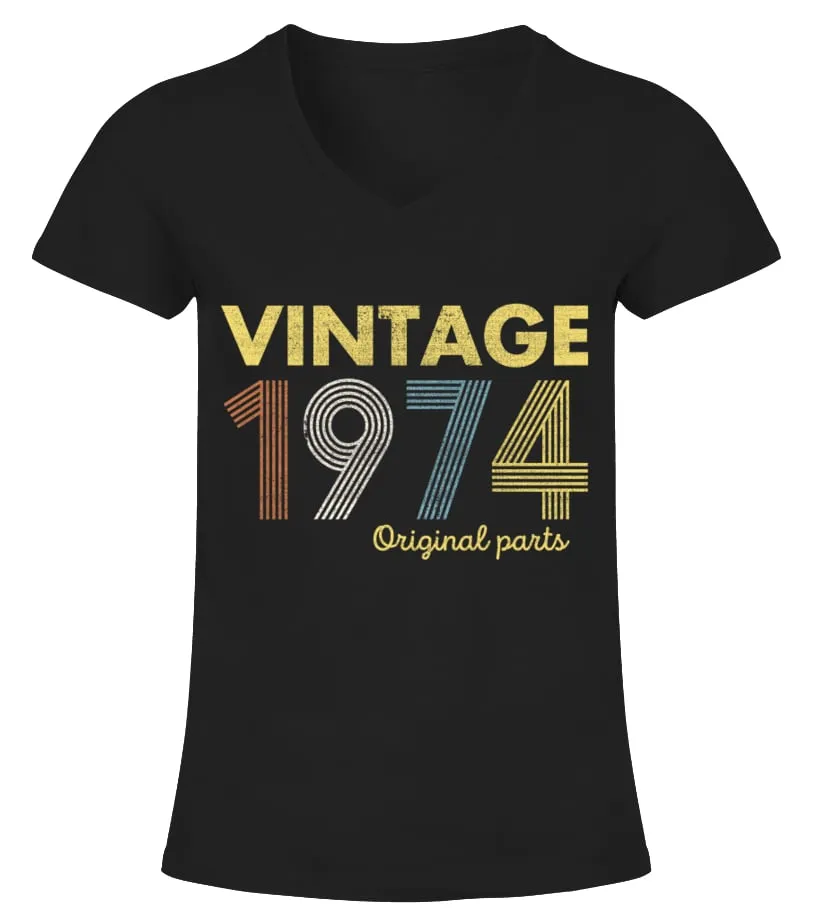1968 Vintage Original Parts Camiseta cuello pico Mujer