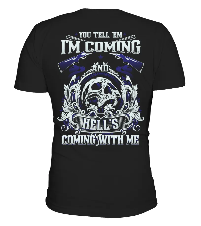 [2 SIDES ] HUCKLEBERRY  HELL'S COMING CAMISETA CUELLO REDONDO UNISEX