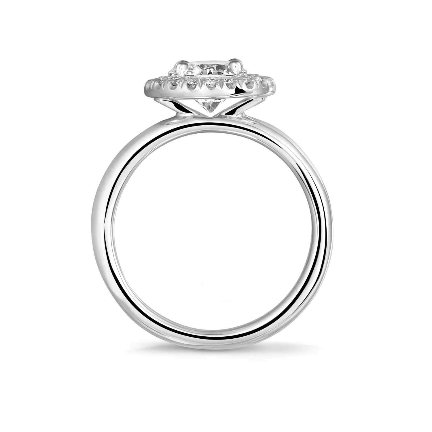 2.00 quilates Halo anillo solitario en platino con diamantes redondos 