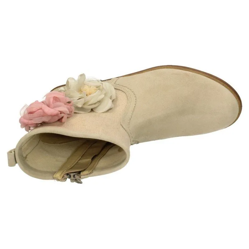 235517337 BOTIN COMUNION FLOR COLOR BEIGE