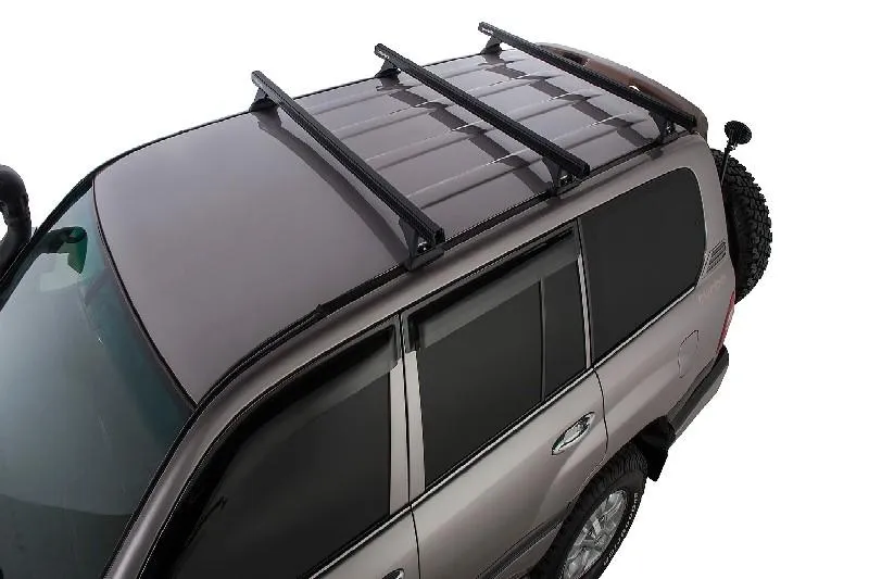 3 Barras de techo Rhino Rack Heavy Duty RCH Negras TOYOTA LandCruiser 100 Series 4WD 03/98 to 10/07
