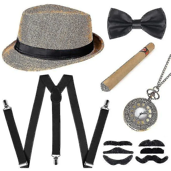 6pcs 1920s Hombre Gatsby Ter Accesorios de Traje Set 30s