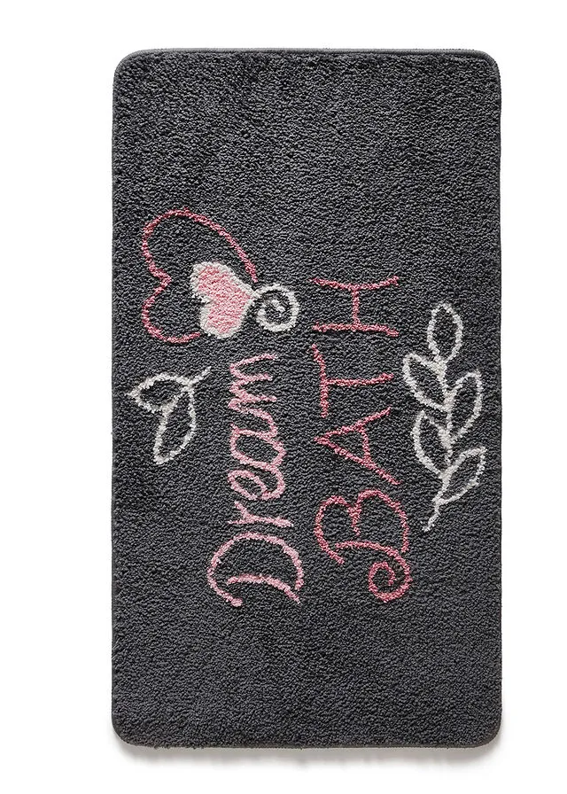 Alfombra de baño con motivo de corazones antracita