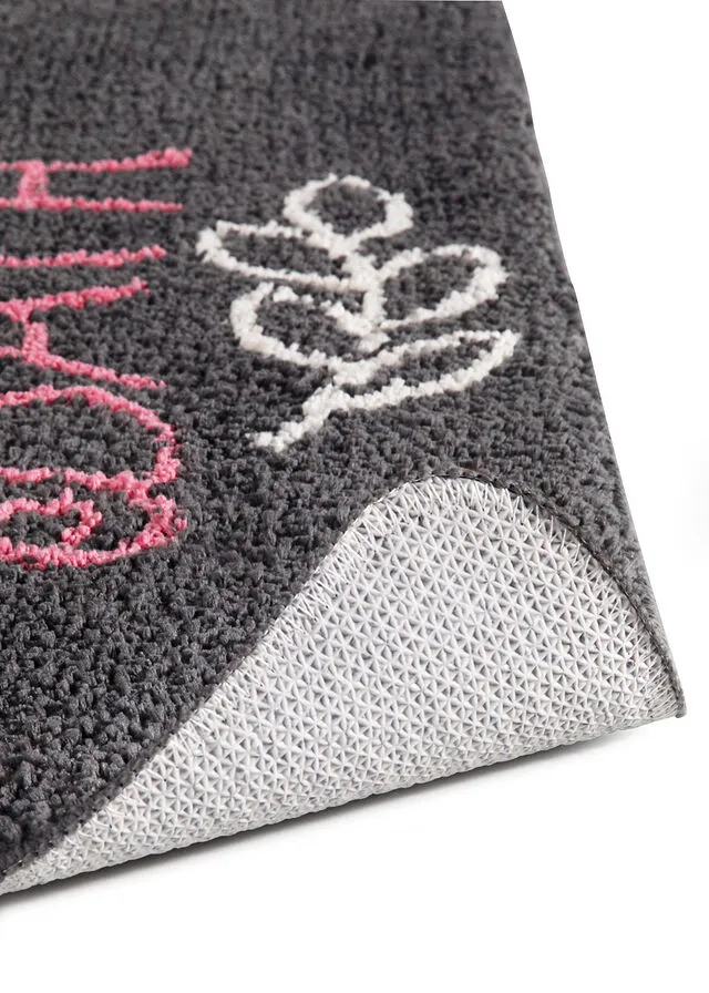 Alfombra de baño con motivo de corazones antracita