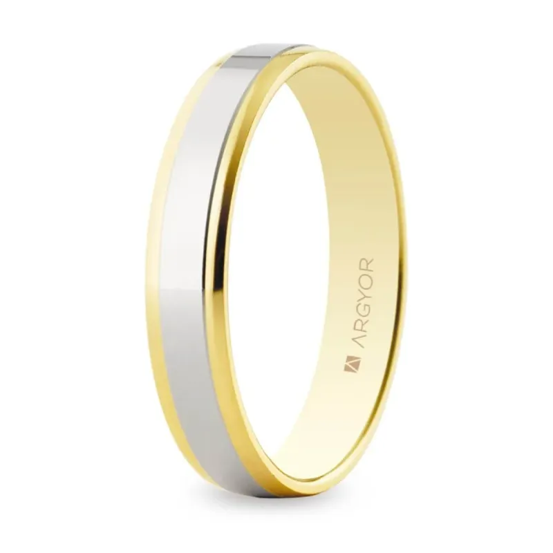 Alianza "Argyor" Bicolor/Plana Oro 18k 3.8mm (5235158)
