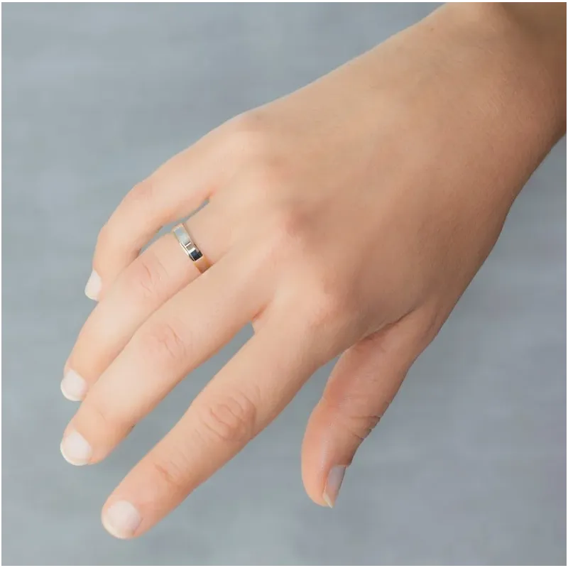 Alianza "Argyor" Bicolor/Plana Oro 18k 3.8mm (5235158)