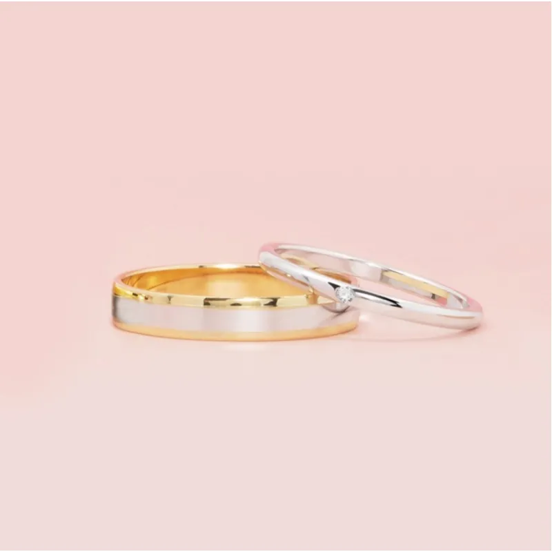 Alianza "Argyor" Bicolor/Plana Oro 18k 3.8mm (5235158)