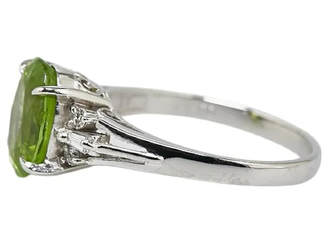 & Other Stories Anillo de platino Pt900 con peridoto de 2.98 ct y diamante de 0.18 ct en excelente estado Plata 
