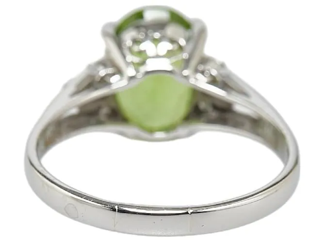 & Other Stories Anillo de platino Pt900 con peridoto de 2.98 ct y diamante de 0.18 ct en excelente estado Plata 
