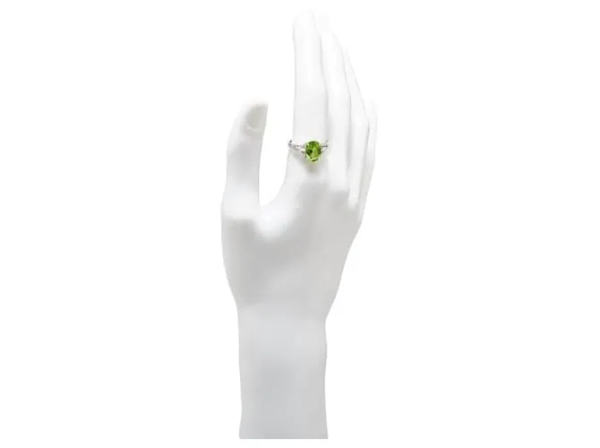 & Other Stories Anillo de platino Pt900 con peridoto de 2.98 ct y diamante de 0.18 ct en excelente estado Plata 