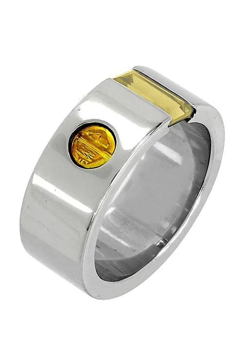 ANILLO DE ACERO Y ORO CON CITRINO 142_05391A