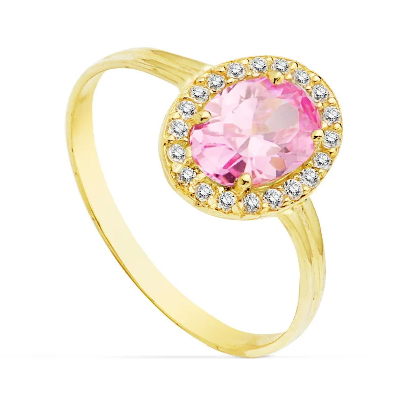Anillo Oro Piedra Color 10 x 8 mm.
