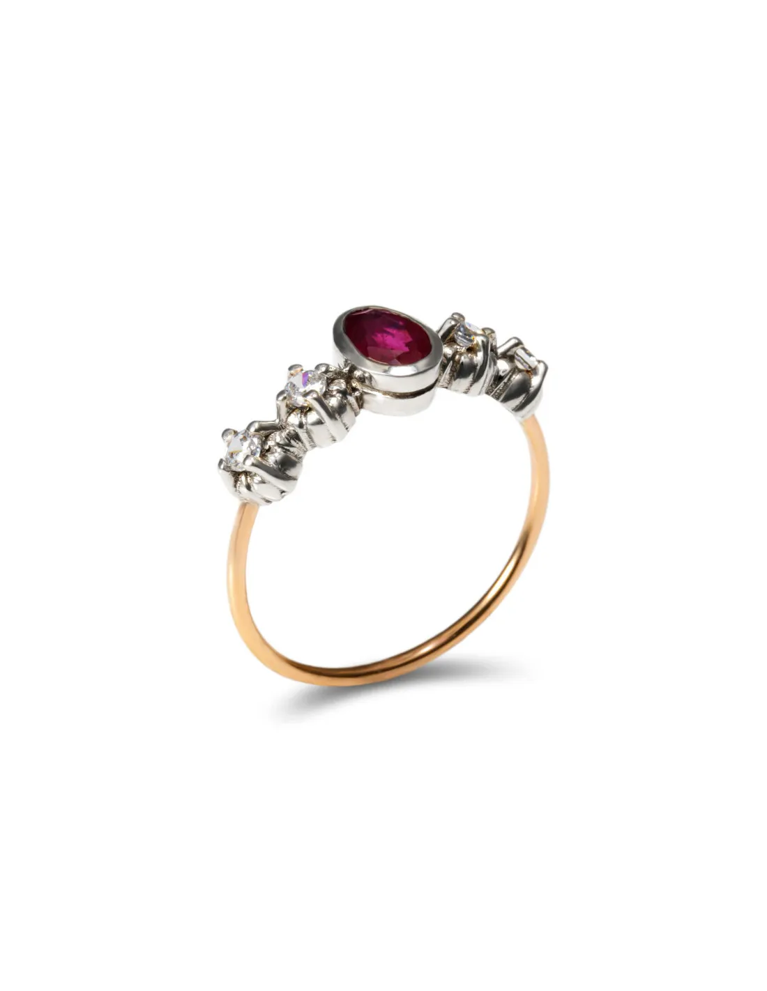ANILLO OROPLATA CON RUBí Y CIRCONITAS