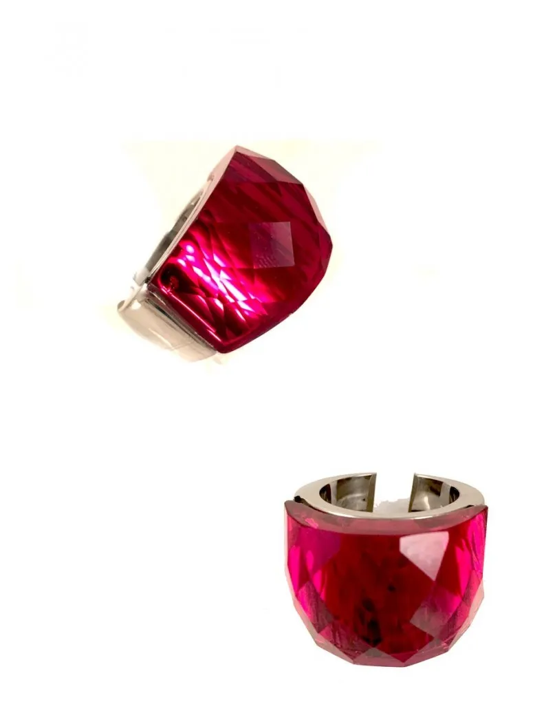 ANILLOS DE ACERO CON CRISTAL DE COLOR ROJO