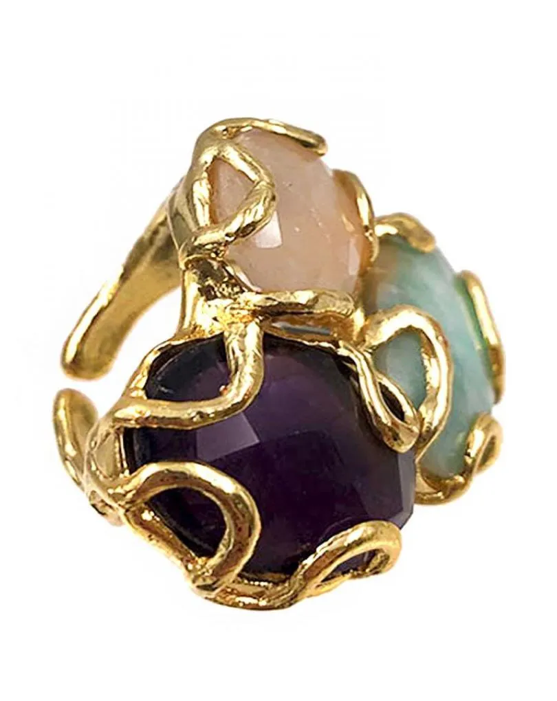 ANILLOS DE PIEDRA PARA MUJER EN TRICOLOR MEDIDA AJUSTABLE