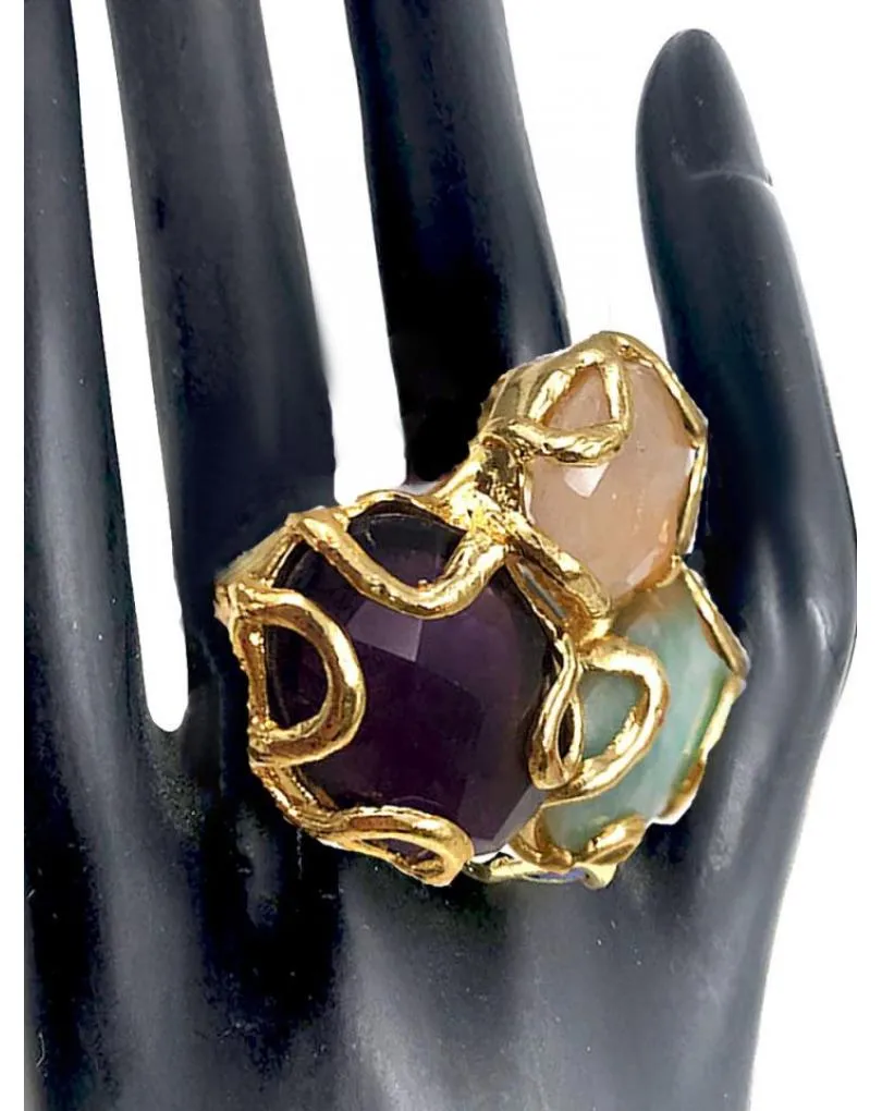 ANILLOS DE PIEDRA PARA MUJER EN TRICOLOR MEDIDA AJUSTABLE