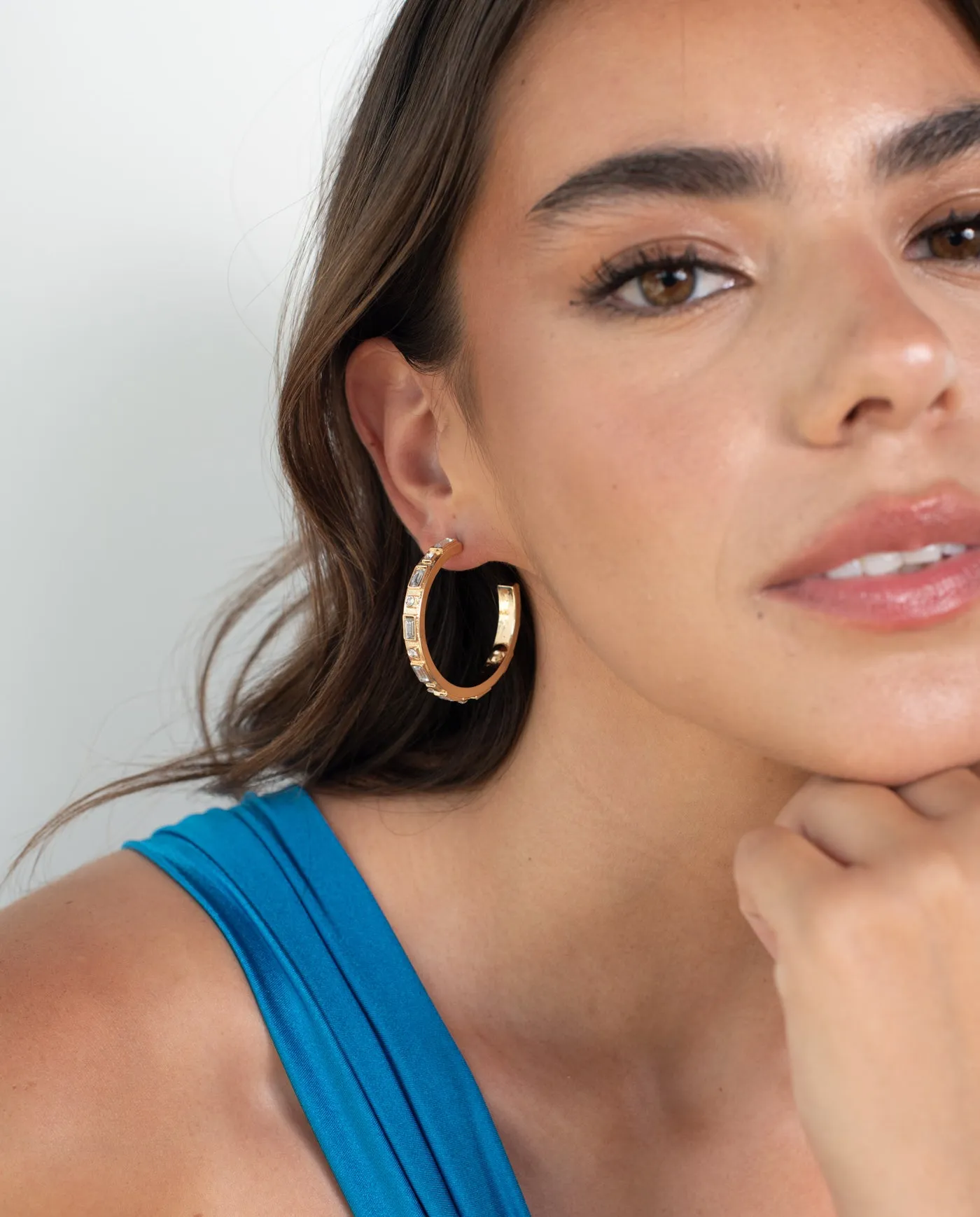 Aros Argollas de Piedra Slim Plateado