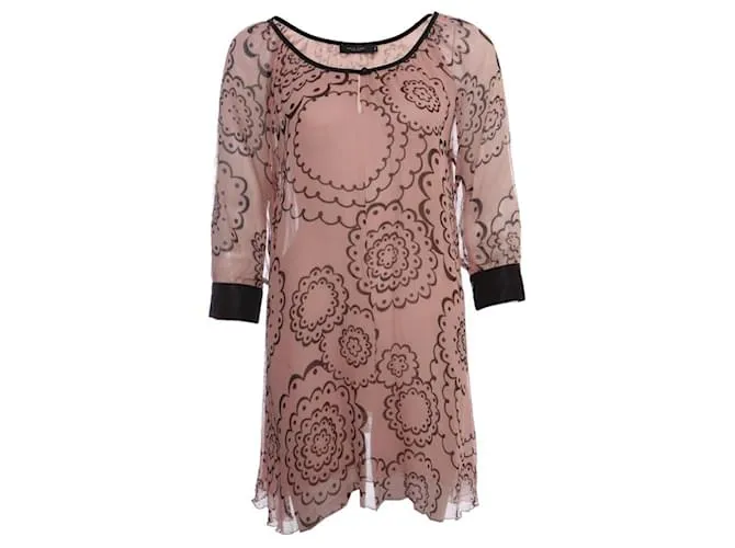 Autre Marque Naja Lauf, vestido rosa con estampado negro 