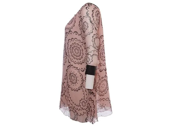 Autre Marque Naja Lauf, vestido rosa con estampado negro 