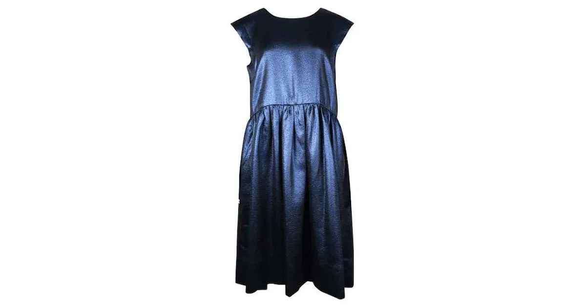 Autre Marque Vestido azul marino con purpurina de diseñador contemporáneo 
