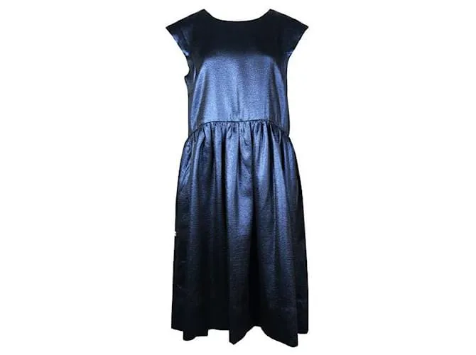 Autre Marque Vestido azul marino con purpurina de diseñador contemporáneo 