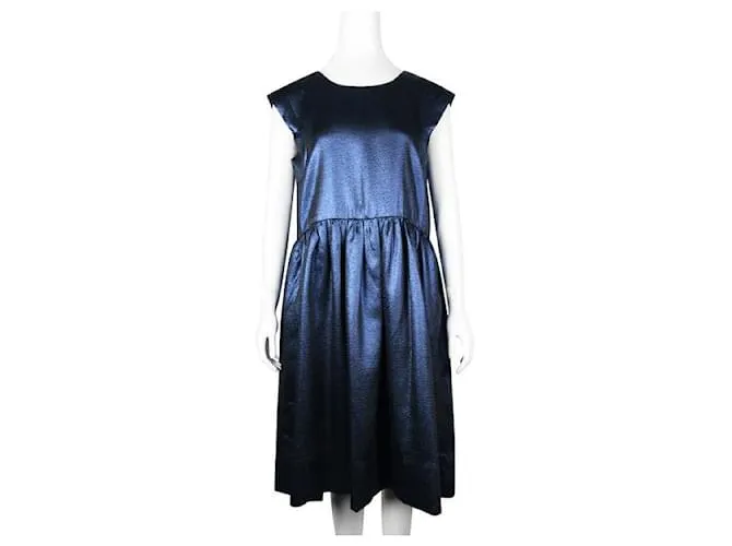 Autre Marque Vestido azul marino con purpurina de diseñador contemporáneo 