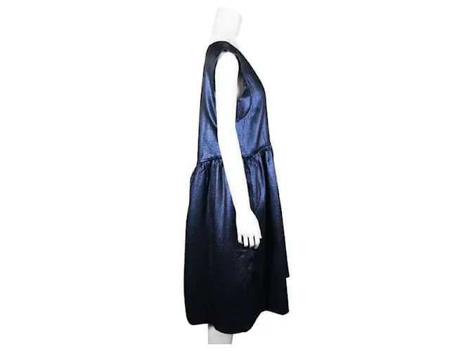 Autre Marque Vestido azul marino con purpurina de diseñador contemporáneo 