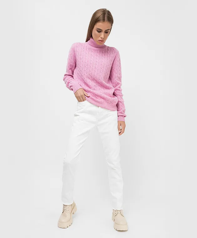 Babe Pay Pls Pink patterned merino wool sweater