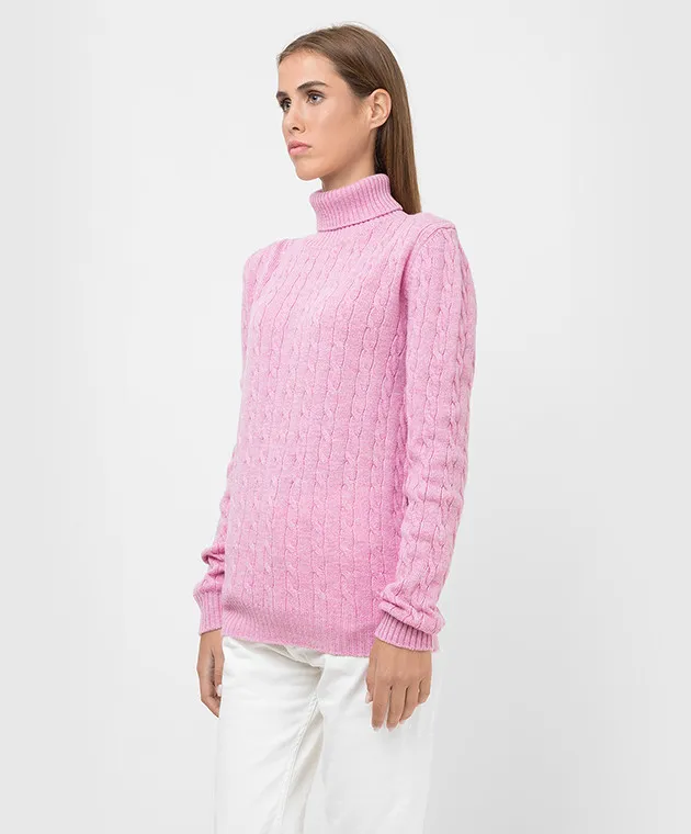 Babe Pay Pls Pink patterned merino wool sweater