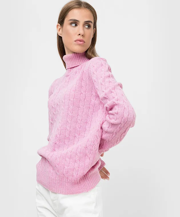 Babe Pay Pls Pink patterned merino wool sweater