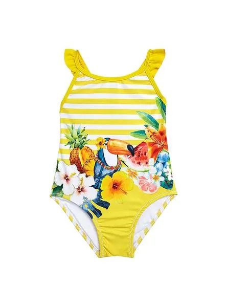 bañador mayoral rayas estampado amarillo para niña