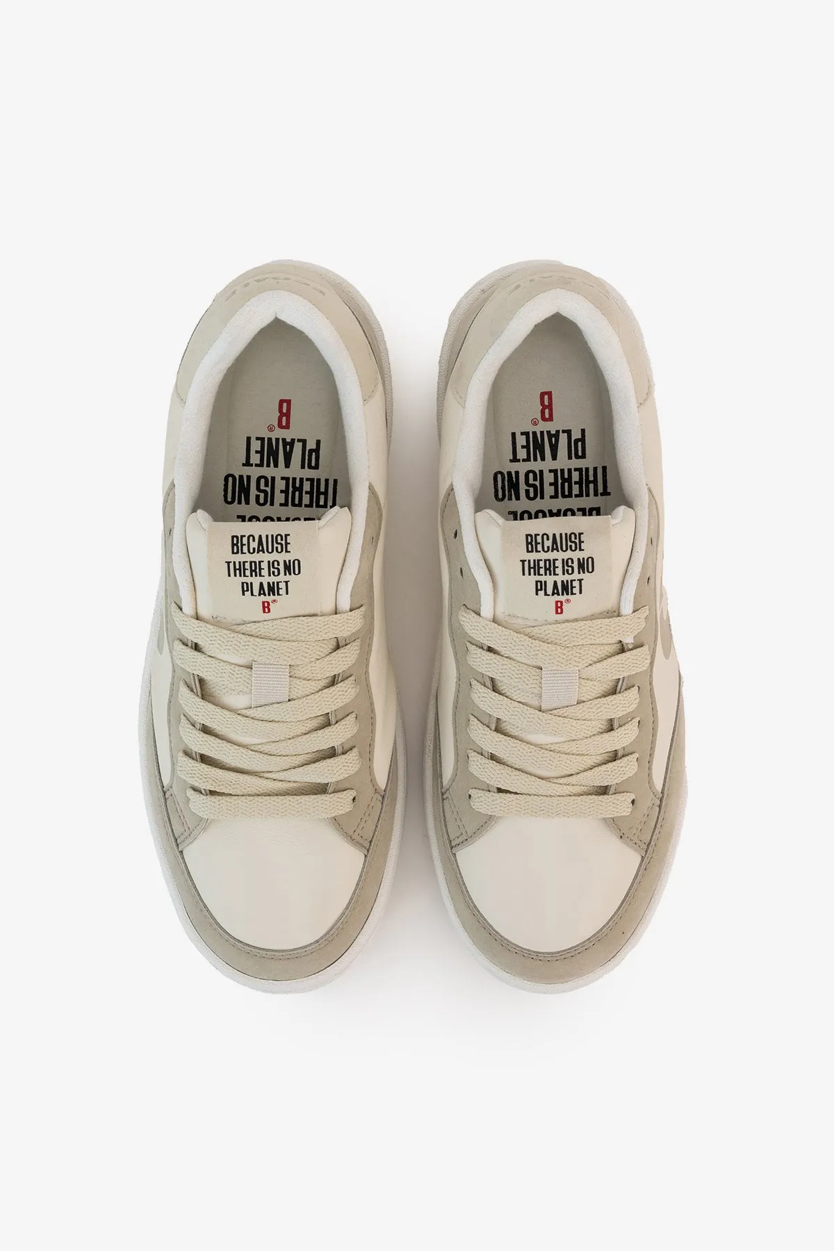 BEIGE DEIA VEGAN LEATHER TRAINERS