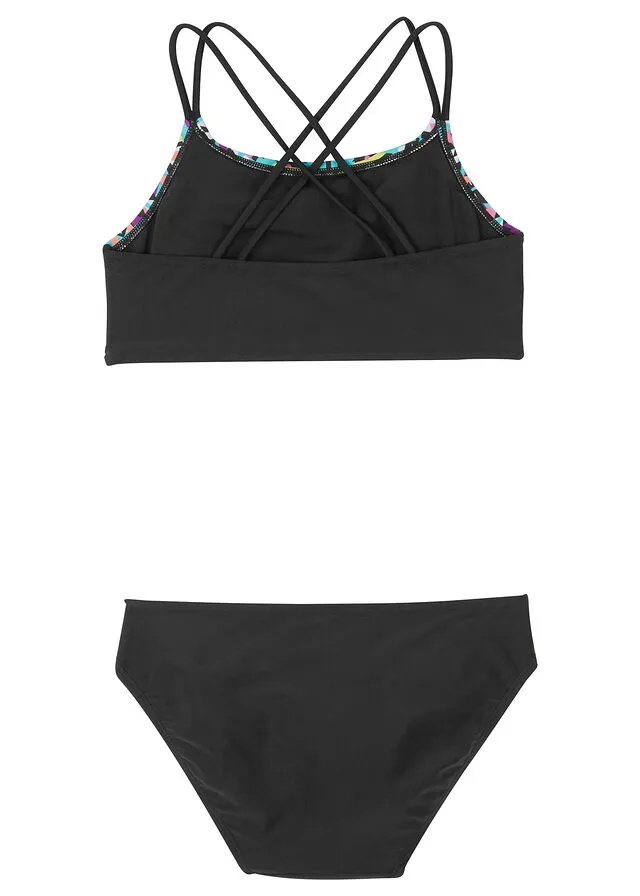 Bikini para niñas (conjunto de 2 piezas) Negro estampado
