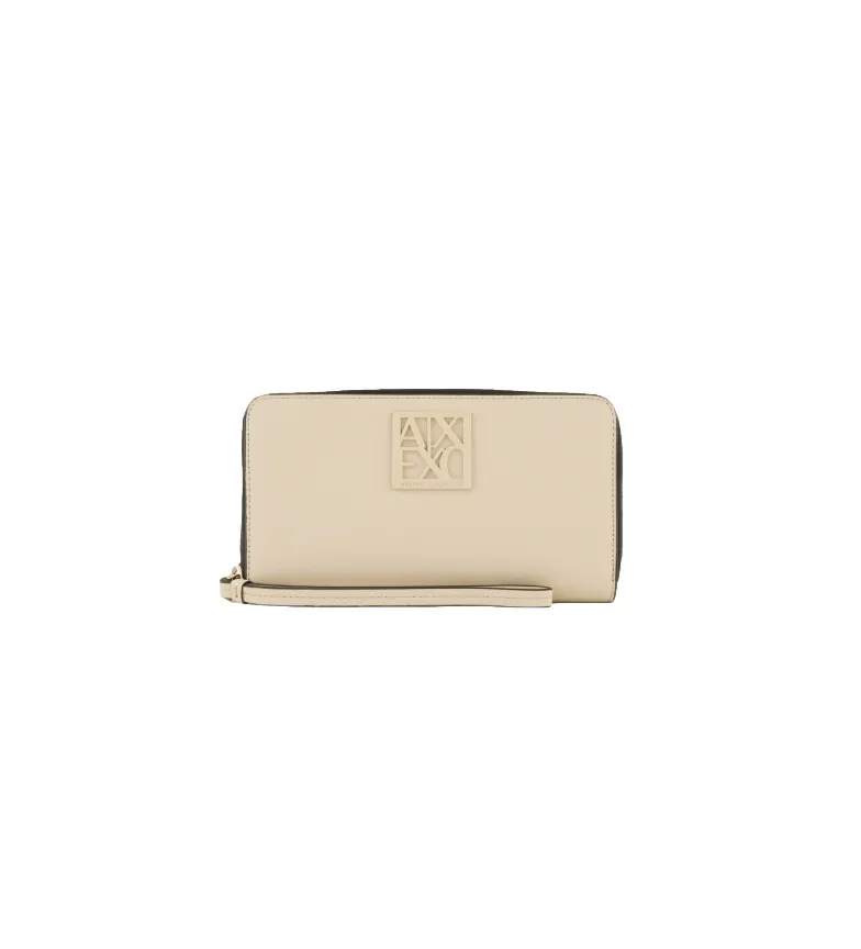 Billetera plegable beige