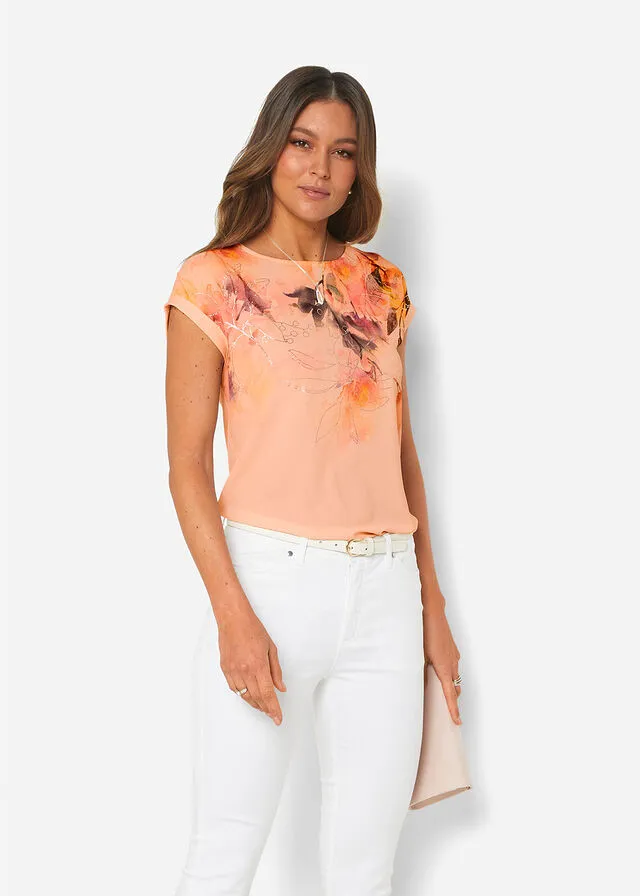 Blusa con estampado de flores Melocotón de flores