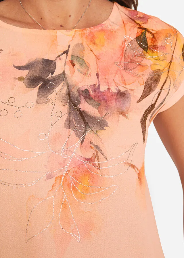 Blusa con estampado de flores Melocotón de flores