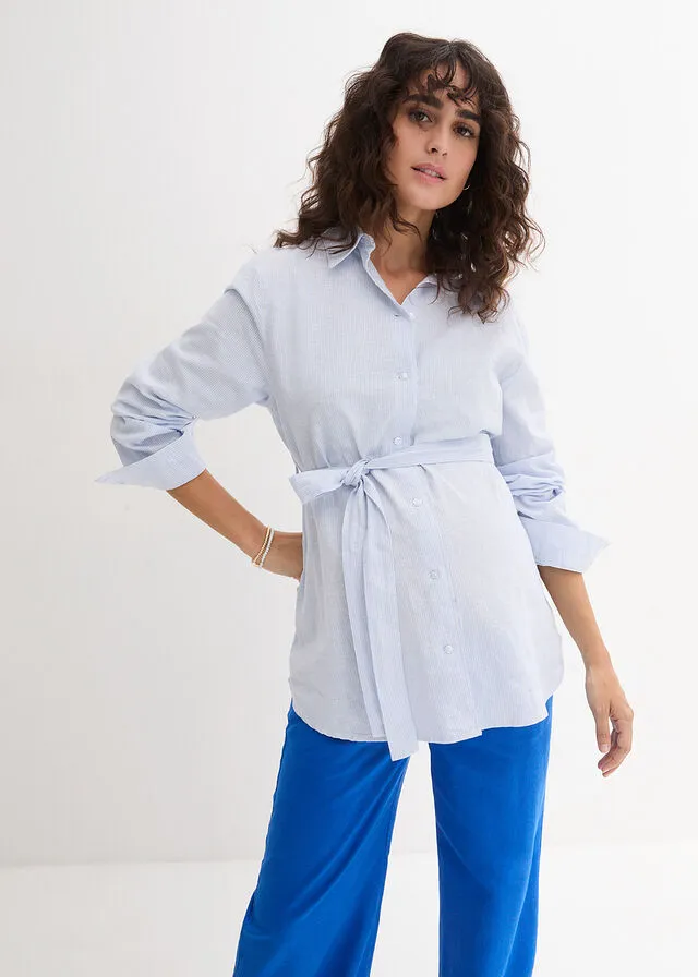 BLUSA DE LACTANCIA AZUL PERLABLANCO CON RAYAS