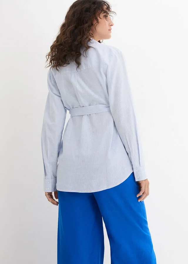 BLUSA DE LACTANCIA AZUL PERLABLANCO CON RAYAS