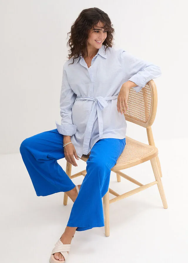 BLUSA DE LACTANCIA AZUL PERLABLANCO CON RAYAS