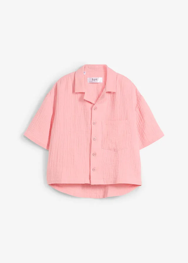 Blusa de muselina de algodón para niñas rosa pálido