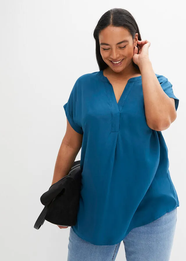 Blusa de viscosa sostenible Petróleo azul