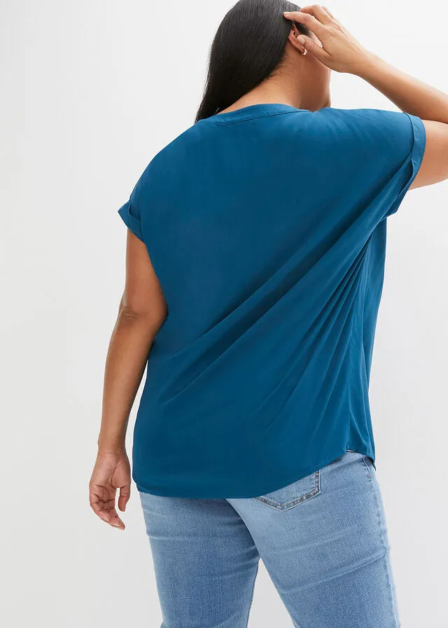Blusa de viscosa sostenible Petróleo azul