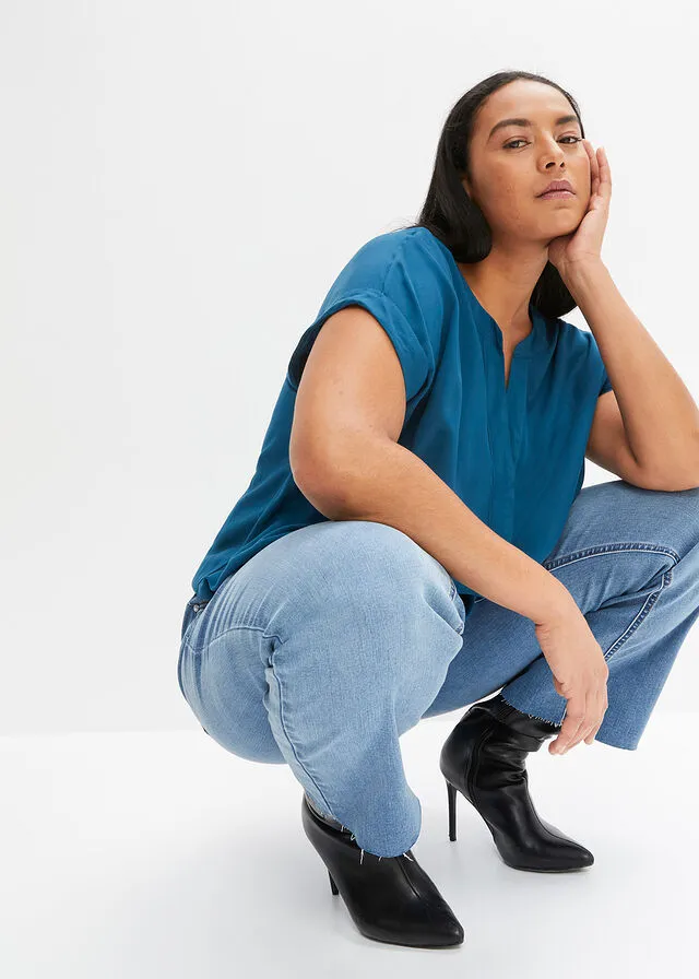 Blusa de viscosa sostenible Petróleo azul