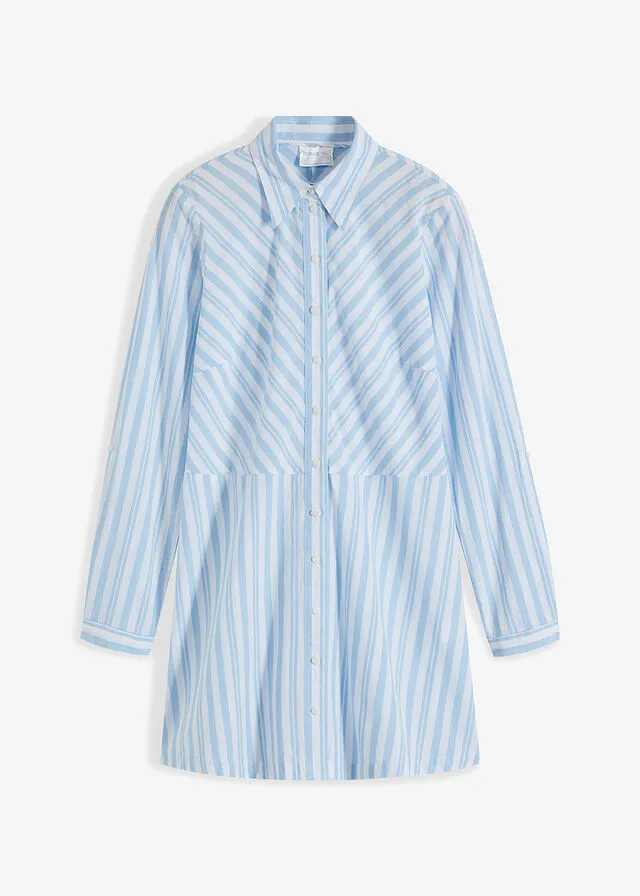 BLUSA LARGA DE RAYAS BLANCOAZUL CLARO DE RAYAS