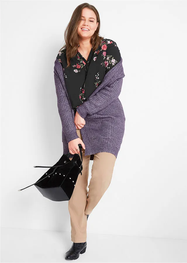 Blusa larga de viscosa con corte ancho Negro con flores