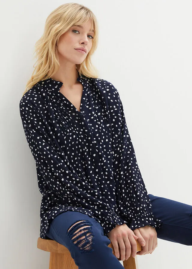 BLUSA PREMAMá/DE LACTANCIA AZUL MARINOBLANCO DE LUNARES