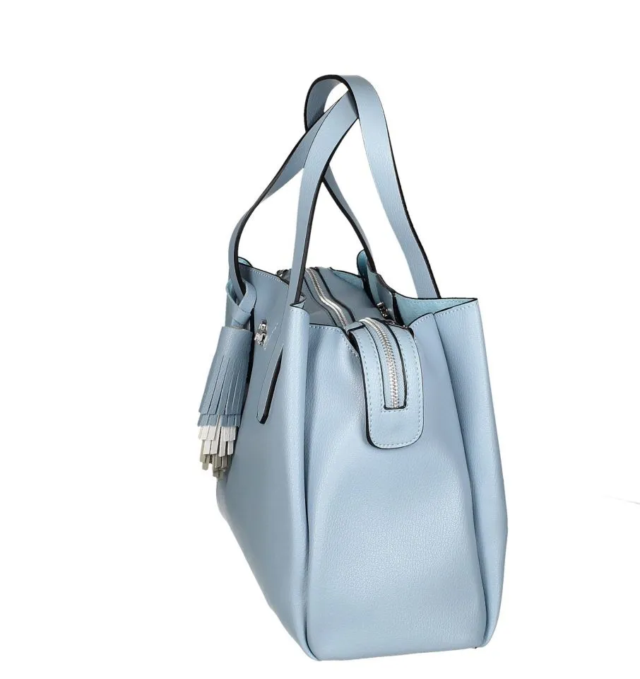 Bolso Celeste Dos Asas Con Borla Varios Tonos