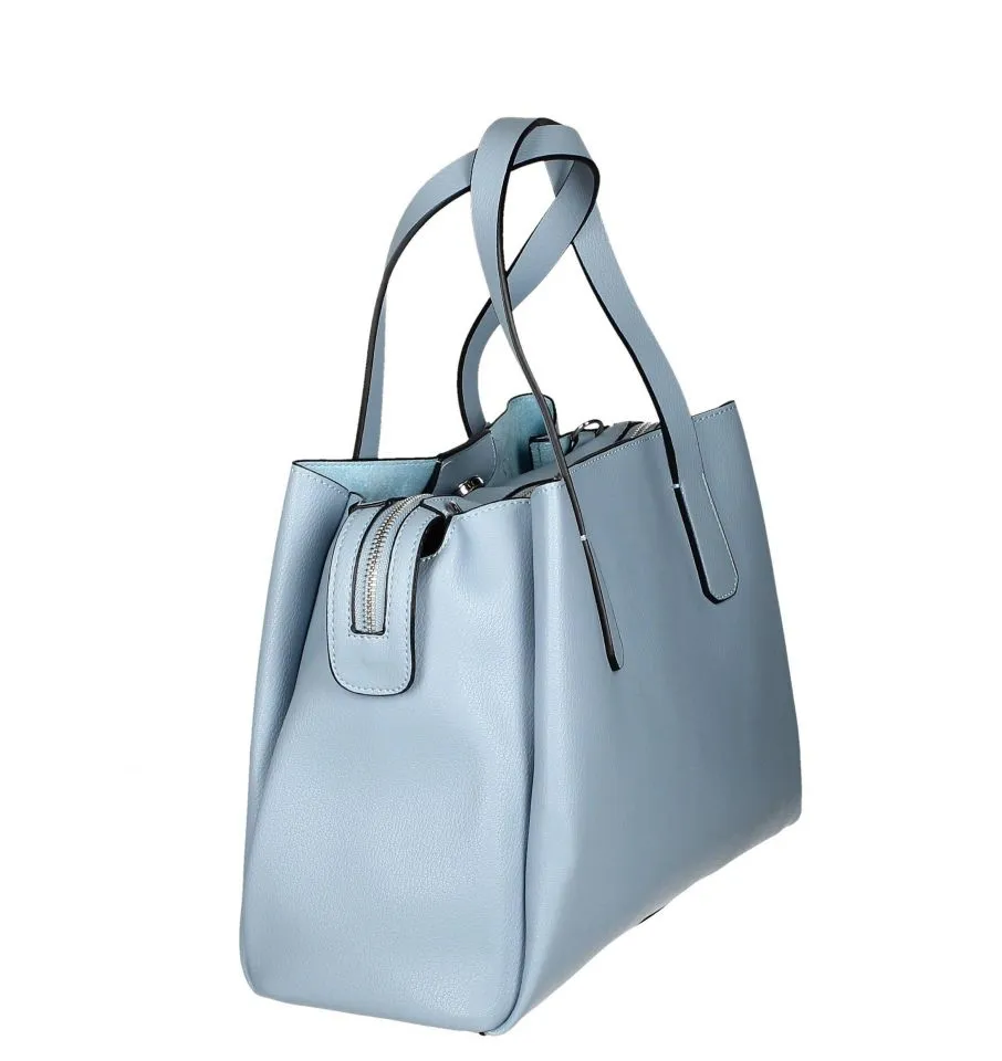 Bolso Celeste Dos Asas Con Borla Varios Tonos